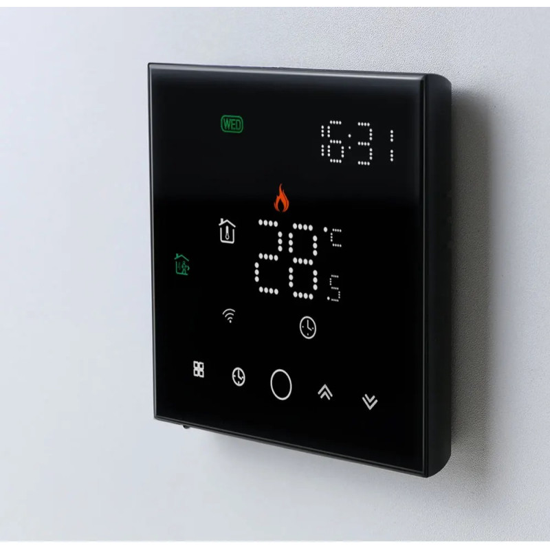 Wi-Fi скляний терморегулятор Ecoset TGW-003 Wi-Fi з датчиком підлоги 3м